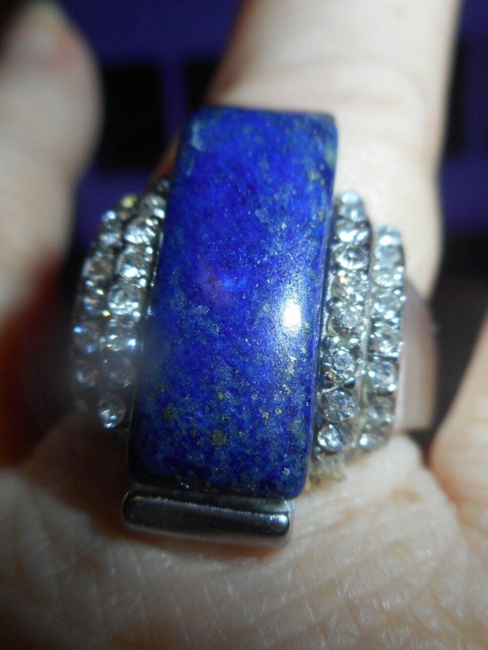 stone on a silver band ring - RING SIZE ABOUT 9